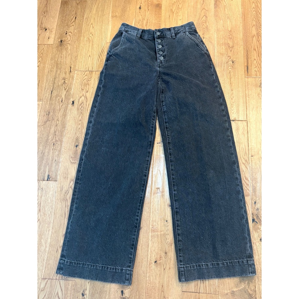 Madewell Superwide-Leg Jeans Black High Rise Button Fly Denim Pantsβ Size 26
